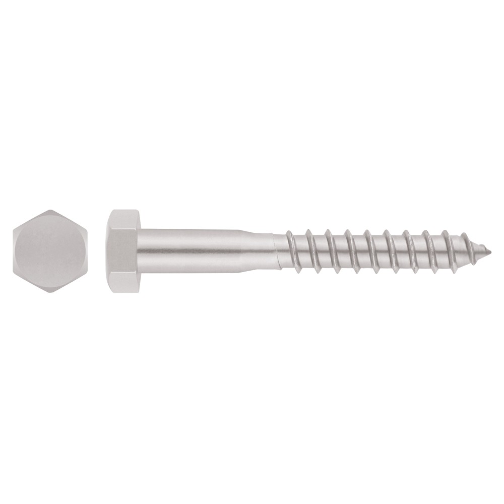 DIN-571 A2 [CP] Tornillo con rosca para madera y aglomerado. Cabeza hexagonal. Inoxidable A2